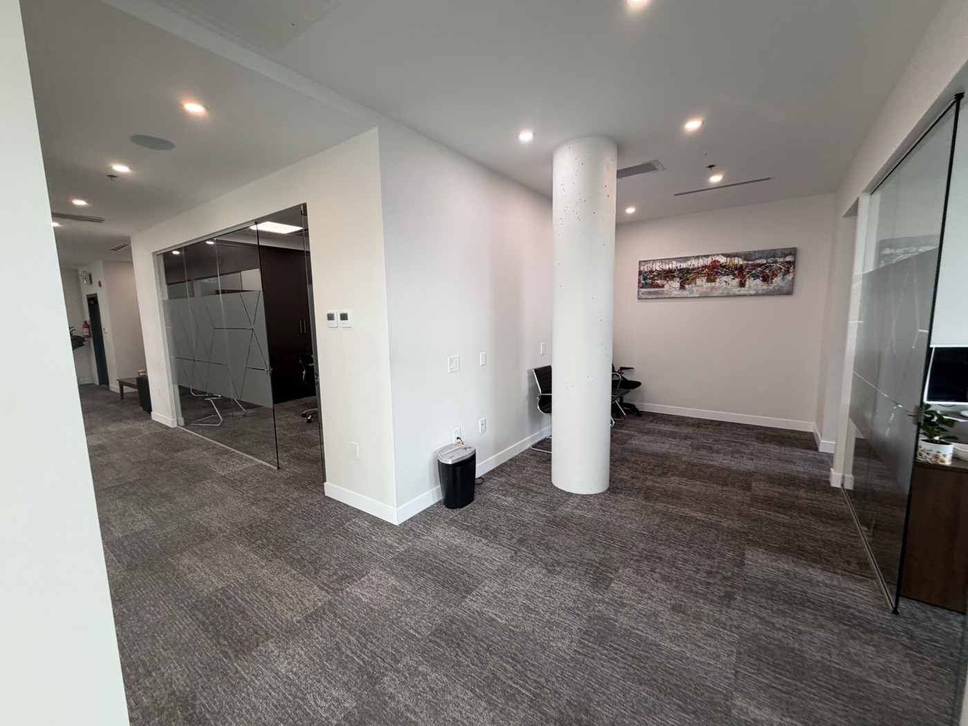 Interior hallway with feature pillar and artwork